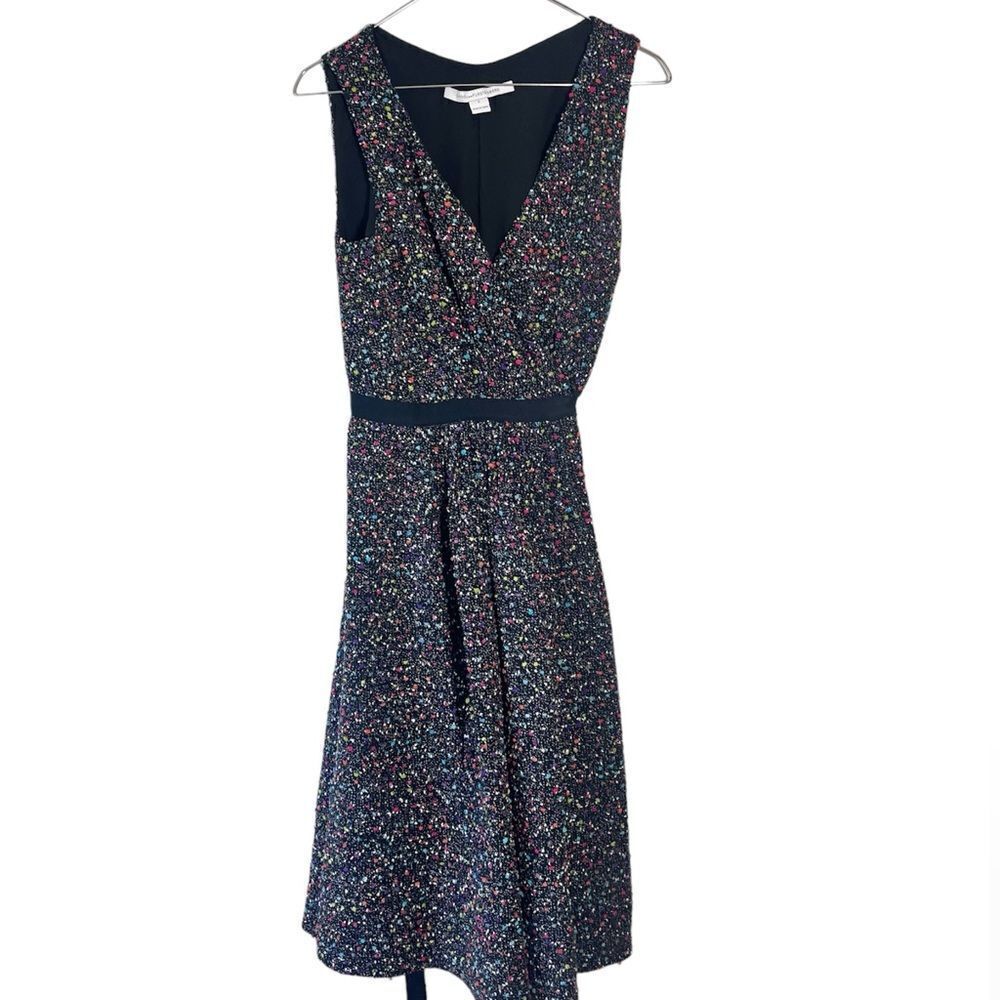 DVF Seduction Dress Black Multi Size 2